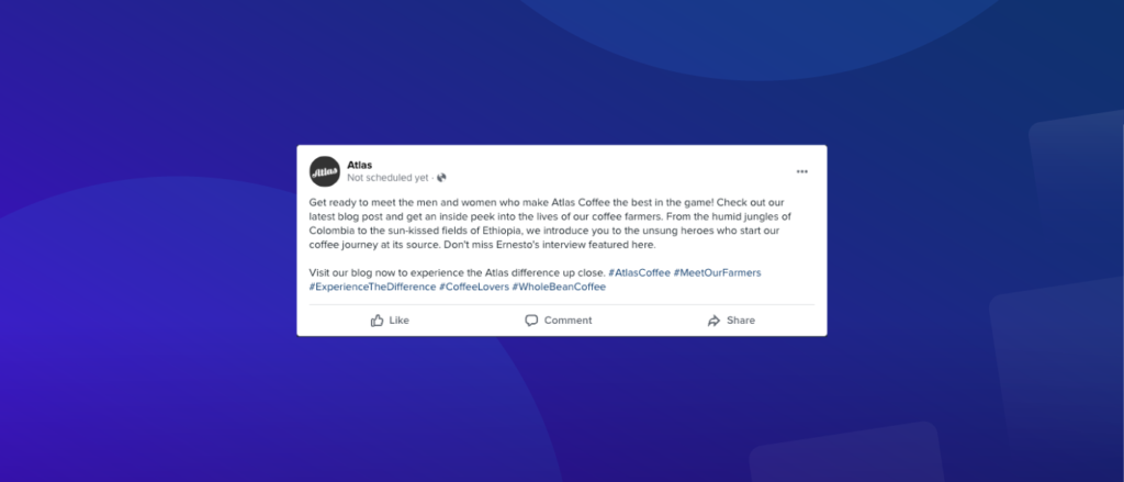AI generated content example: facebook post
